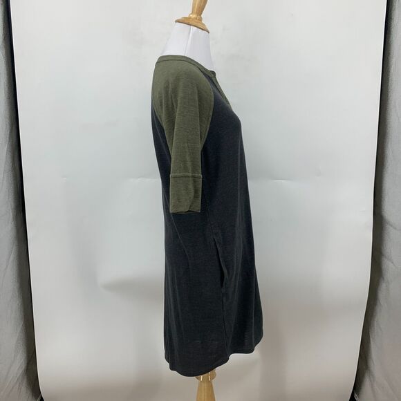 Prana Henley Raglan Dress Womens S Small Grey Cozy Up Jersey Knit Mid Sleeve - Picture 5 of 16